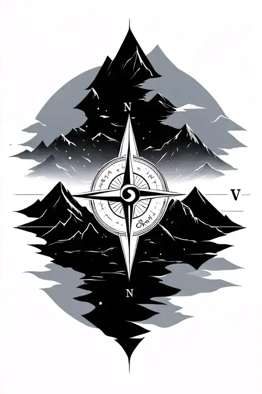 Minimalist Compass Mountains