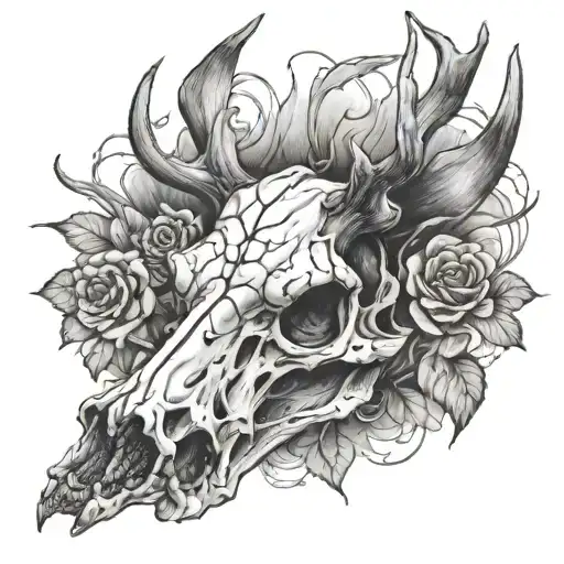 Deer Skull With Smoke