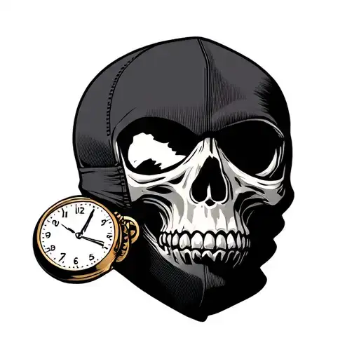 Skull Balaclava With Time Piece In Mouth