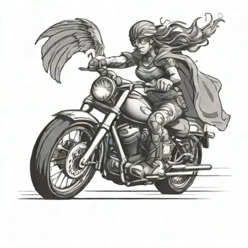 A Fierce Valkyrie Riding A Motorcycle Into Battle