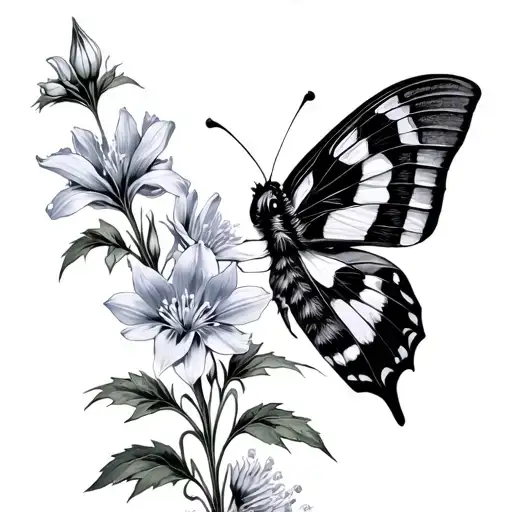 Delphinium And Moth