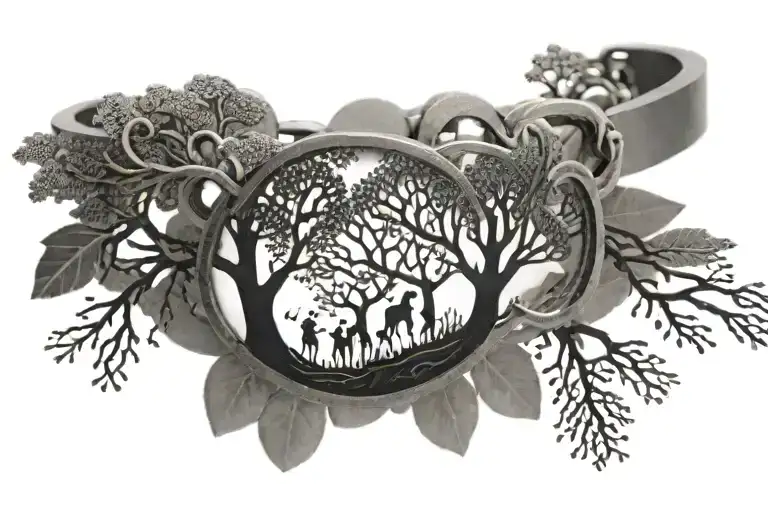 A Bracelet With Trees Growing From It Representing 7 Family Members