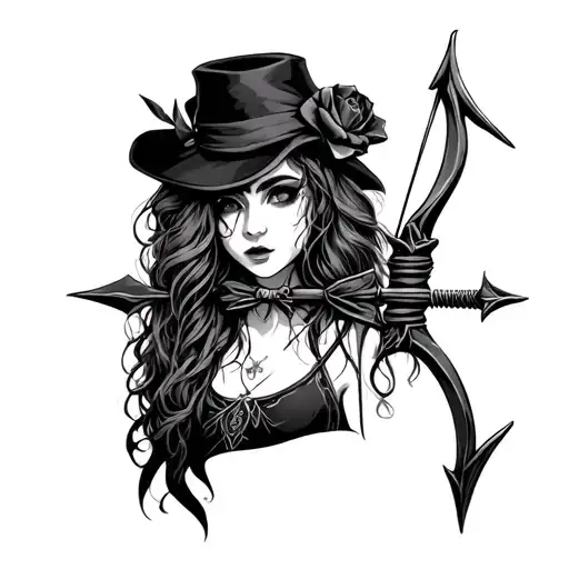 Goth Girl Bow And Arrow