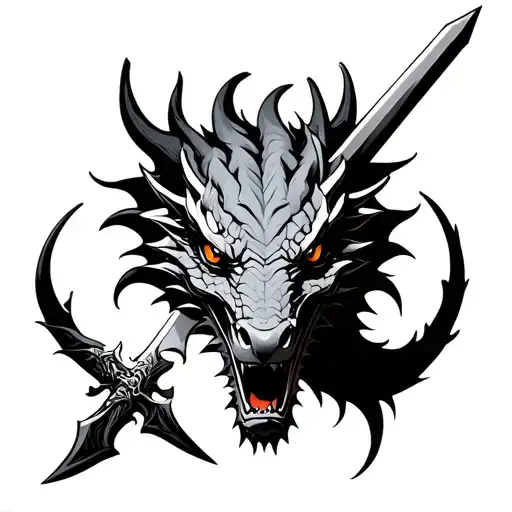 Dragon Head With Sword Stands There