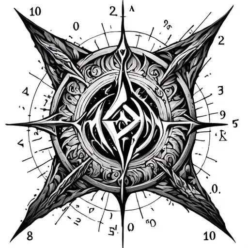 Othala Rune With Longitude And Latitude Coordinates In Front Of It