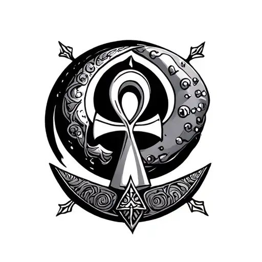 Ankh With Crescent Moon