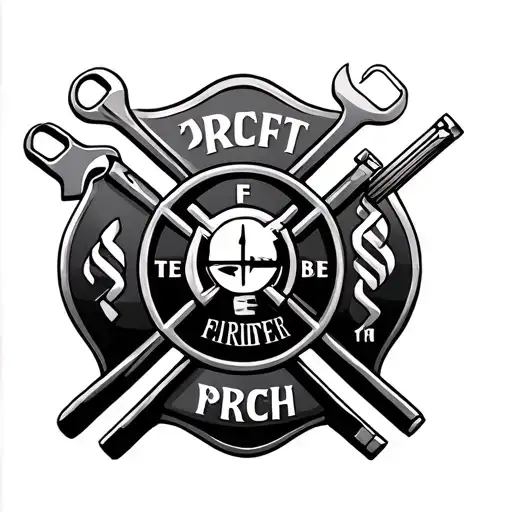 Firefighter Crest With Dna Strands As Hoses And Dna Links Are Wrenches