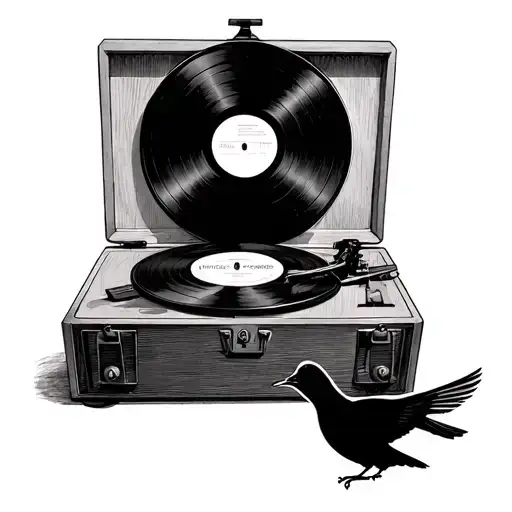 A Record Player And Below The Silhouette Of The Bird From The Record ''Telegraph'' By Drake Bell