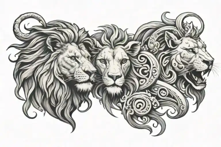 Combination Of Lion And Sea Goat Head