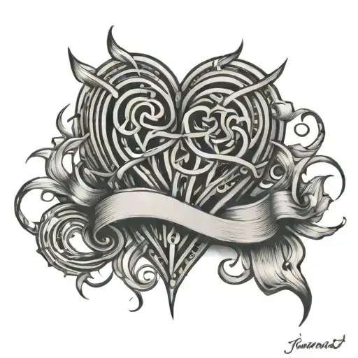 Name Desmond Hearts Connected Line Tattoo Design Featuring