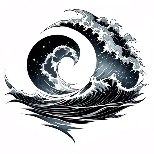 Moon And Wave Forming The Shape