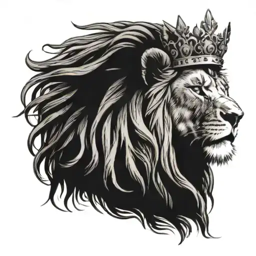 Male Lion With Dreadlock Wearing A Crown