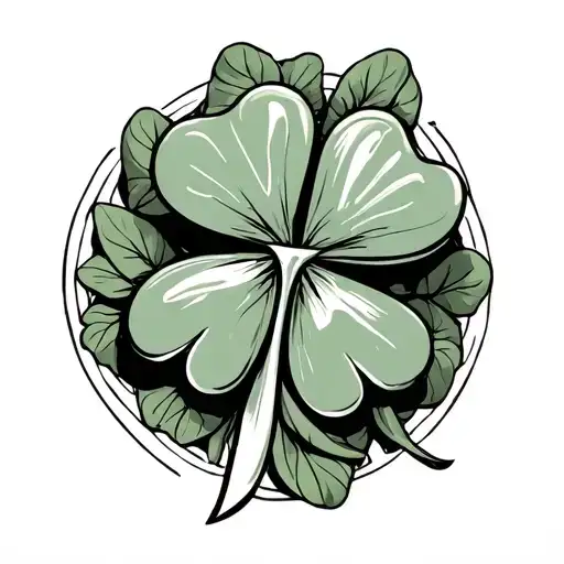 Aquarius Zodiac Sign With Four Clover Leaf