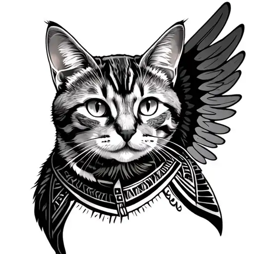 Ginger Tabby Cat With Egyptian Wings