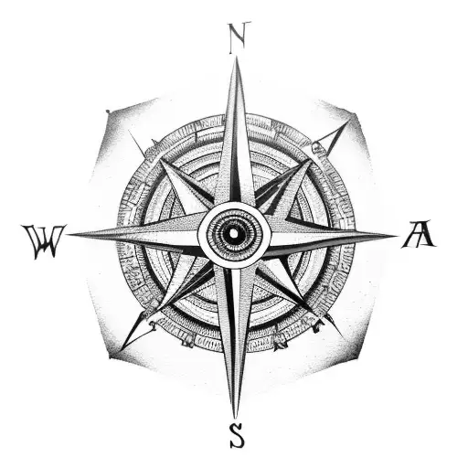 Compass With Greek Evil Eye In The Middle