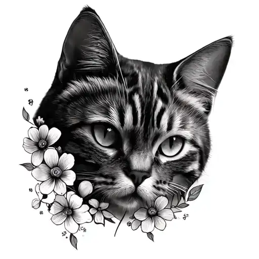 Cat Nose Print With Flowers