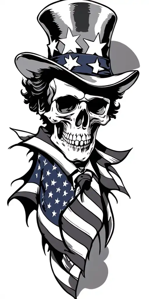 Skeleton Uncle Sam With American Flag Incorporated
