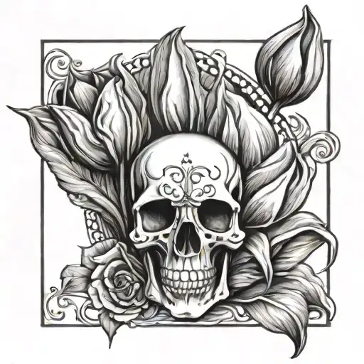 Skull Tulip Hour Glass