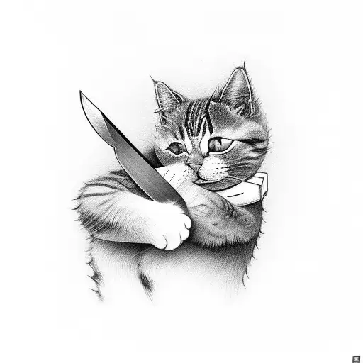 Cat Hugging A Knife