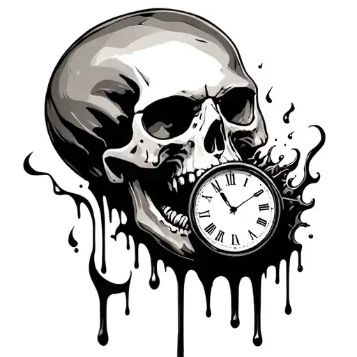 Skull Eating A Clock Melting
