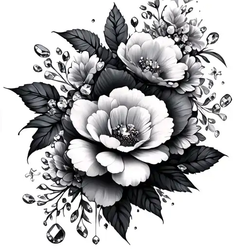 Girly Flowers And Gems Scattered Throughout