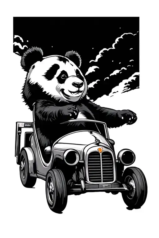 Panda Driving A Car