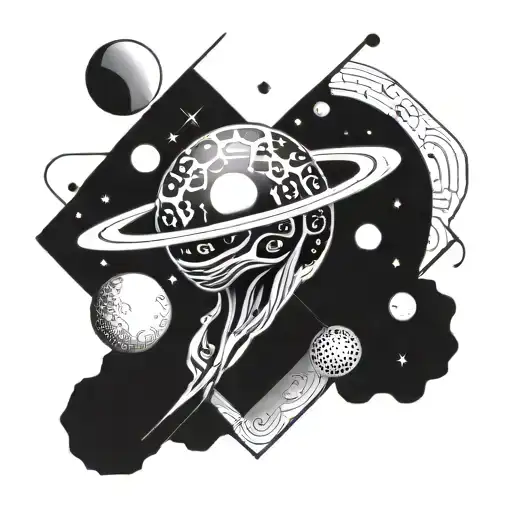 A Cosmic Geometric Pattern Incorporating Alien Symbols And Planets