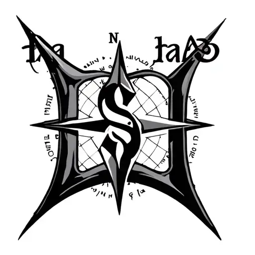 Compass Initials H A X S Embossed Surrounded