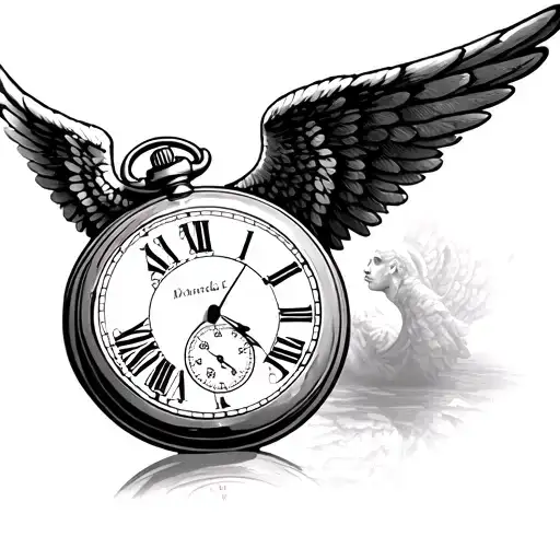 Pocket Watch Angel Wings Spread