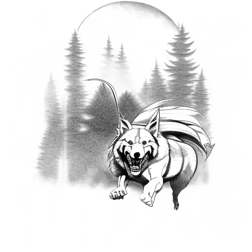 Lobo Running Through A Forest
