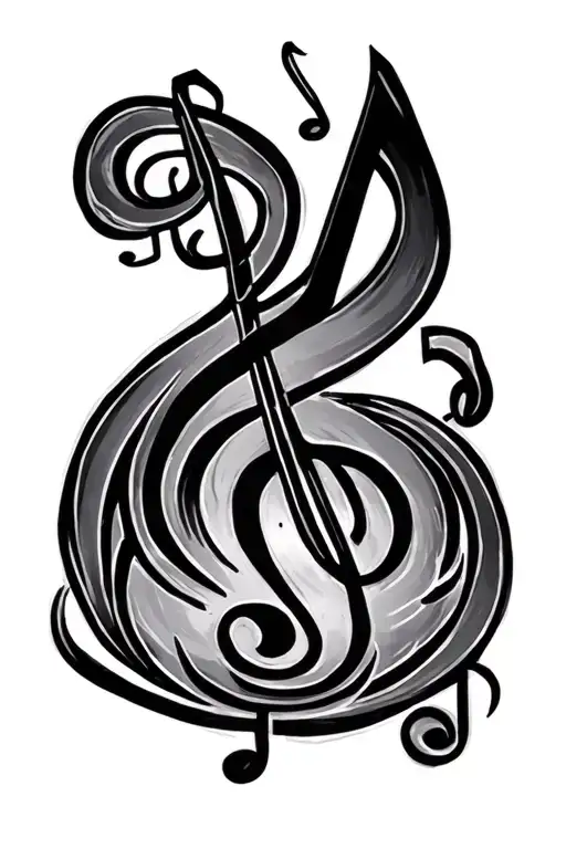 Music Notes Gothic Inspired Tattoo Featuring
