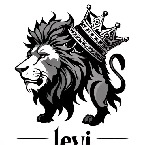 Lion Wearing A Crown With Levi Written Underneath