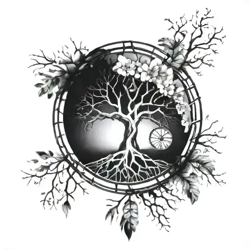 Tattoo Design For Dream Catcher With Tree Of Life In The Middle