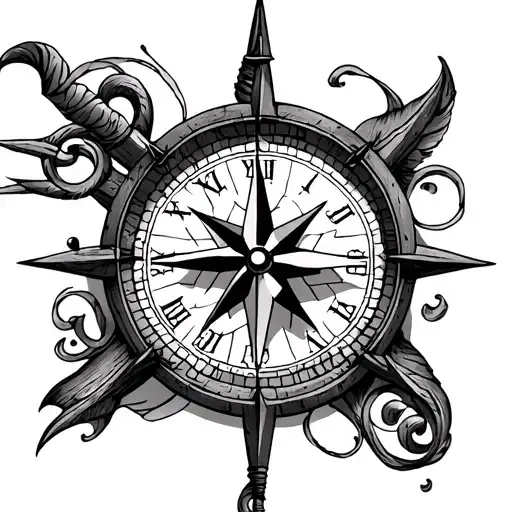 Ship Compass Clock Rose