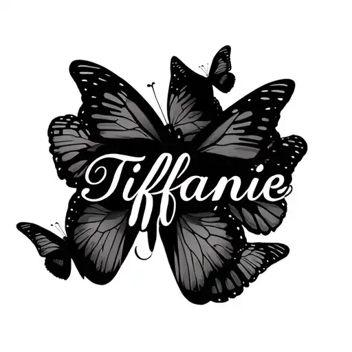 The Name Tiffanie In Script With Butterflies Fluttering