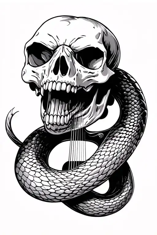 Snake Skull With Guitar