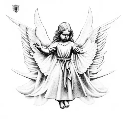 Angel Mural On A Brink Wall