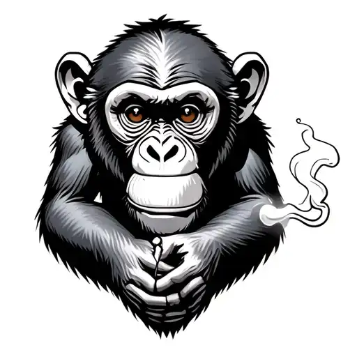 Sitting Smoking Monkey In Lives