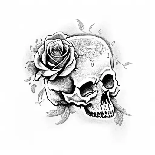 Skull With Roses And Fillagree