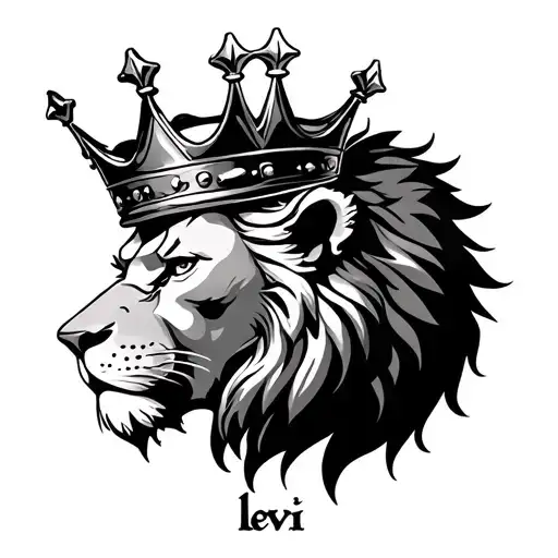 Lion Wearing A Crown With Levi Written Underneath
