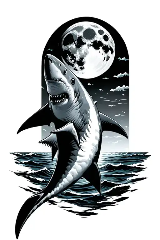 Shark And Full Moon