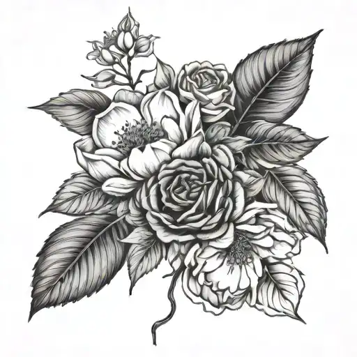 Birth Month Flowers Feb March June July August November Fine Line Arm