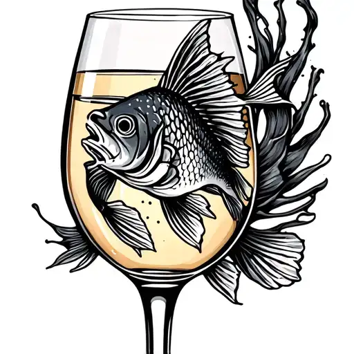 Champagne Glass With Fish