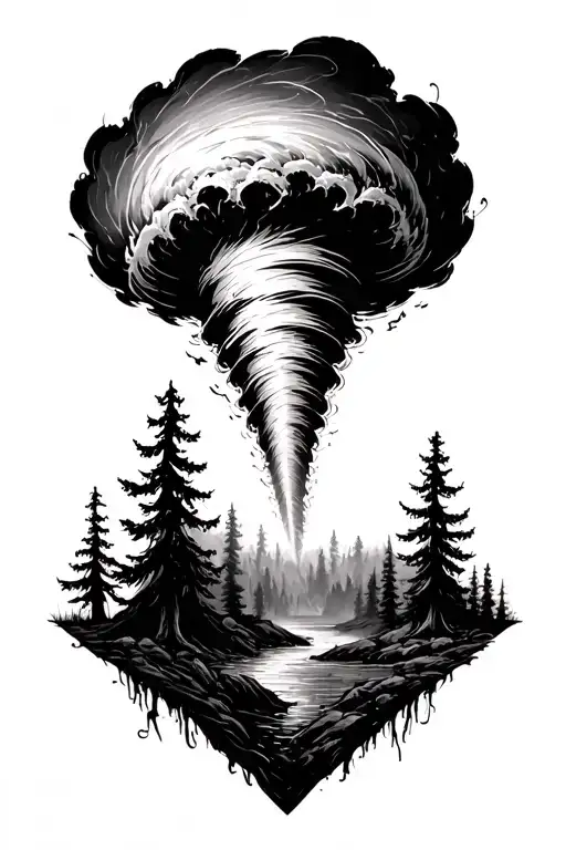 Tornado Engulfing Forest
