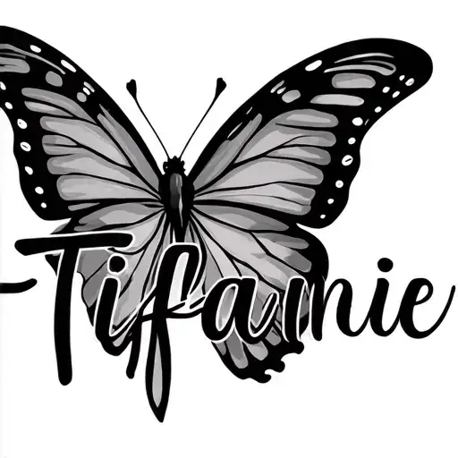 The Name Tiffanie In Script With A Butterfly Perched