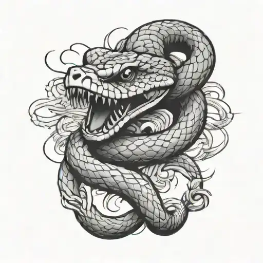 Biting Snake Crawling From Neck To Collarbone