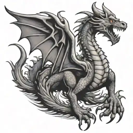 Traditional American Tattoo Design Featuring A Dragon