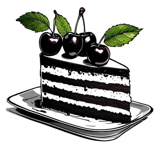 A Bold And Very Simple Cake Wite Cherry Black And White Coloring Pabe