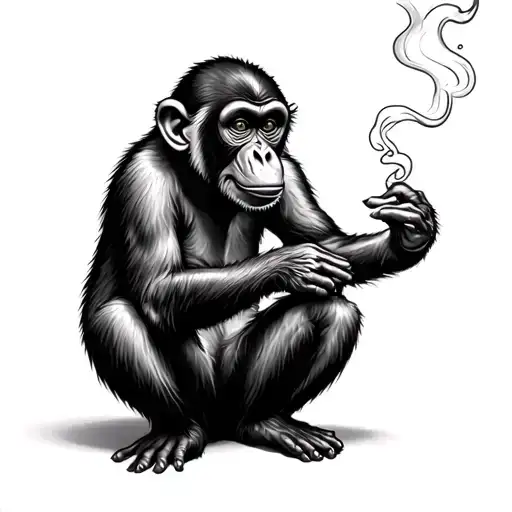 Sitting Smoking Monkey