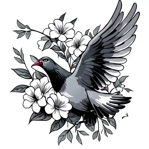 Flowers Dove Flying Crying 5 Keys